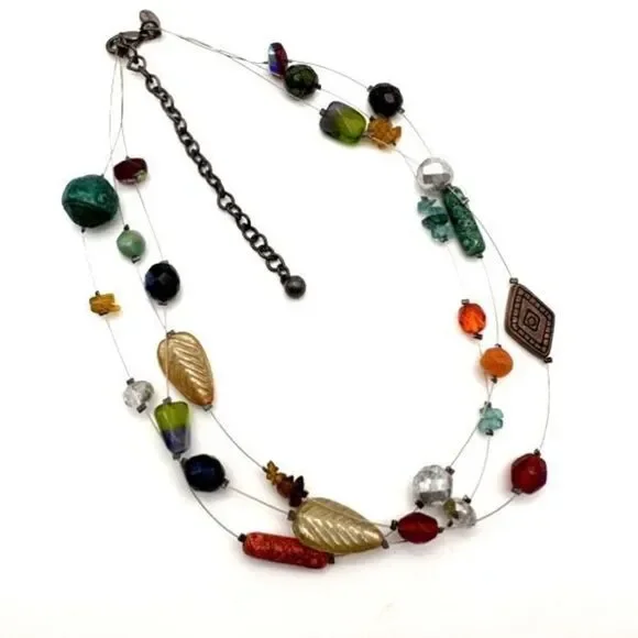 Chico’s stunning iridescent beaded stone wire necklace career‎ delicate elegant - Picture 3 of 11
